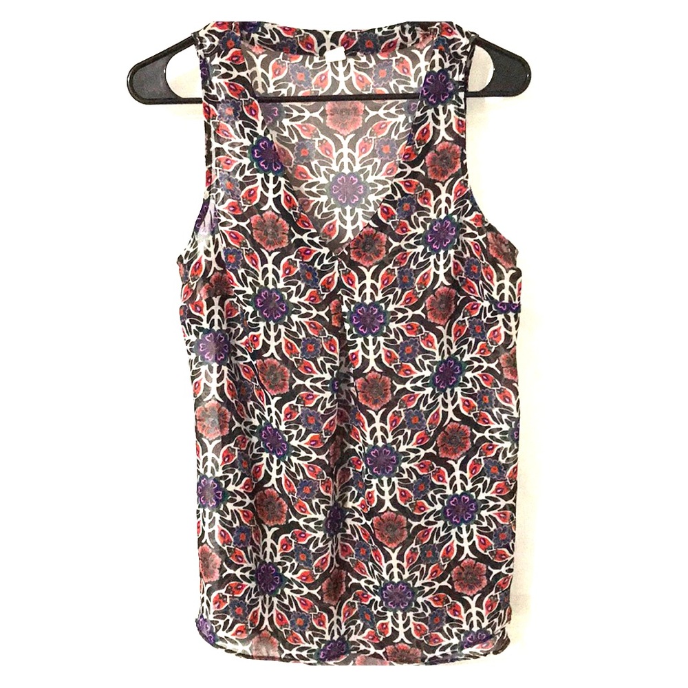 Sheer multi colored floral tank